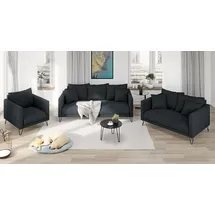 s-style möbel 3-2-1 Garnitur Chenille 3-Sitzer + 2-Sitzer + Sessel Grau