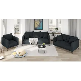 s-style möbel 3-2-1 Garnitur Chenille 3-Sitzer + 2-Sitzer + Sessel Grau