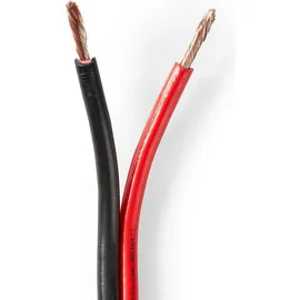 Nedis Lautsprecherkabel 2x 2.50 mm2 CCA 25.0 m Rund PVC Red - Schwarz Eingewickelt (25 m, 2.50 mm2), Lautsprecherkabel, Mehrfarbig