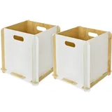 HMF Aufbewahrungsbox aus Holz zum Zusammenstecken 2er Set, passend für Kallax, 32 x 32 x 32 cm, Weiß