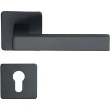 Meintürgriff Drückergarnitur Trento Flachrosette Schwarz Türdrücker Eckig BB