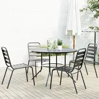 VidaXL Gartenstuhl-Set 5-tlg. Stapelbar Pulverbeschichteter Stahl