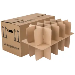 20  x Gläserkarton inkl. Einsatz 40 kg Traglast stabiler Umzugskarton Gläserkiste Umzug 2-wellig BB-Verpackungen