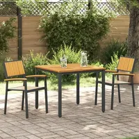 VidaXL Gartenstühle 2 Stk. Stapelbar Schwarz Massivholz Akazie Metall