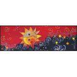 SALONLOEWE Rosina Wachtmeister Fußmatte waschbar Sole Remake 60x180 cm Wohn-Teppich Läufer Katzen Sonne bunt
