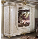 Casa Padrino Kleiderschrank Luxus Barock Schlafzimmerschrank Weiß / Beige / Gold - Prunkvoller Massivholz Kleiderschrank im Barockstil - Barock Schlafzimmer & Hotel Möbel - Edel & Prunkvoll