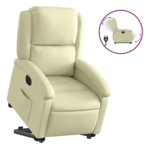 vidaXL Relaxsessel mit Aufstehhilfe Elektrisch Leder 55,8 x 99,5 x 73,9 cm Creme
