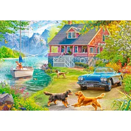 Ravensburger Puzzle - Sommerhaus am See - Erwachsenenpuzzle mit 200 XL-Teilen und extra Bildvorlage