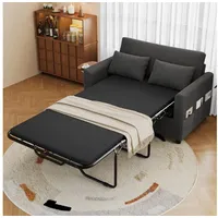 ANYSUN Schlafsofa 2‐Sitzer Schlafsofa, kompaktes Klappsofa, mit Schlaffunktion, USB‐Ladeanschluss, klappbarem Seitentisch, Matratze, 2-in-1 Schlafsofa ideal für Wohnzimmer und Apartments grau