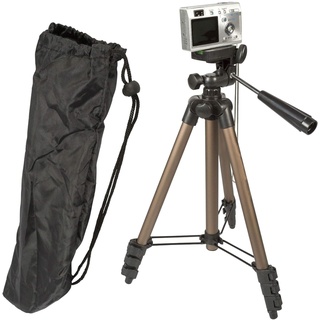 TronicXL Tripod Universal Kamera Stativ 105cm + Tasche kompakt Wasserwaage zb kompatibel für Canon Fuji Nikon Samsung Rollei Sony Canyon Videostativ Photostativ