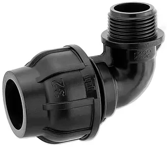 GEBO-Plast-Klemmverbinder Winkel 90° - 32 mm x 1'' Außengewinde - für PE-Rohre - 13093203
