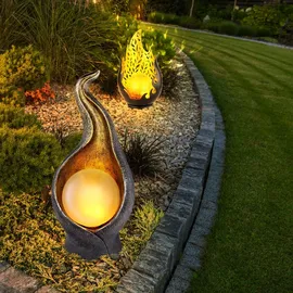 GLOBO Solarleuchte Solarlampe Außenleuchte Gartenleuchte Eingangsbereich Terrasse, IP44 Flammenoptik, warmweiß,