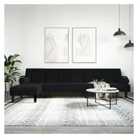 vidaXL Schlafsofa in L-Form Schwarz 260x140x70 cm Samt