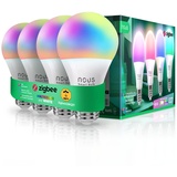 NOUS P3Z, ZigBee Glühbirne E27 Led Warmweiss, RGB Dimmbare Glühbirnen Lampe Mit Fernbedienung Decor Licht Birne Zubehör Kompatibel Mit Alexa Echo,Hue Bridge,Tuya, Google Home Assistant, M2QTT