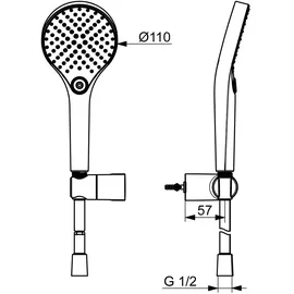 Hansa Handbrause-Set HANSAVIVA Brauseschlauch 125cm, Wandmontage, chrom