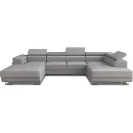 Sofnet Wohnlandschaft Caris U mit Schlaffunktion und einstellbare Kopfstützen, Ecksofa mit zwei Bettkästen, Couch, Sofa, Bettsofa (Grau (Paros 05), Ecks...
