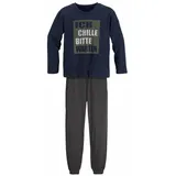 AUTHENTIC LE JOGGER Pyjama 1 Stück, 2 tlg. Schlafanzug mit Spruch "Ich chille bitte warten" AUTHENTIC LE JOGGER marine-anthrazit
