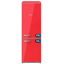 Cecotec Bolero CoolMarket Combi Origin 300 Retro-Kühl-Gefrierkombination (300 l, 1915 mm hoch, Rot)