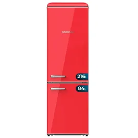 Cecotec Bolero CoolMarket Combi Origin 300 Retro-Kühl-Gefrierkombination (300 l, 1915 mm hoch, Rot)