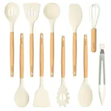 CAROTE Küchenhelfer Kochzubehör Set,Pfannenwender Küchenutensilien Antihaftes Hitzebeständiges Küchenhelfer Set mit Holzgriff zum Küche,Kochen, Backen,BPA Frei, Spülmaschinenfest