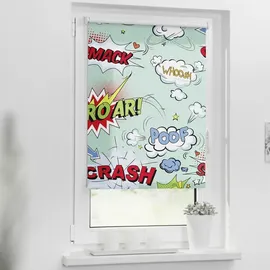 Lichtblick Seitenzugrollo Klemmfix Motiv Crash 100 x 150 cm bunt/weiß