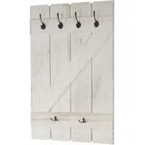 Mendler Wandgarderobe HWC-D13, Garderobe Garderobenpaneel, 6 Haken 91x60cm weiß shabby