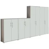 moebel-dich-auf Aktenschrank OFFICE EDITION (Set 54, 2x Aktenschrank niedrig + 2x Aktenschrank hoch) abschließbar, Metallgriffe grau