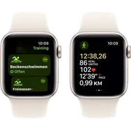 Apple Watch SE 2024 GPS 40 mm Aluminiumgehäuse Polarstern, Sportarmband Polarstern M/L