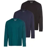 MAN'S WORLD Langarmshirt neue Farbe ! (3er-Pack) Langarm, unifarben, aus Baumwolle, im 3er-Pack grün|schwarz M (48/50)