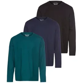 MAN'S WORLD Langarmshirt neue Farbe ! (3er-Pack) Langarm, unifarben, aus Baumwolle, im 3er-Pack grün|schwarz M (48/50)