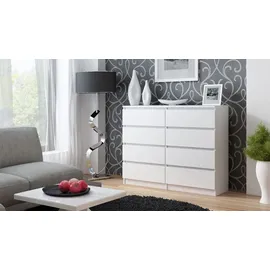 Top e shop Topeshop M8 120 BIEL, Weiß, 8 Schublade(n), Partikelbord, Einfarbig, Modern, Partikelbord - Weiß