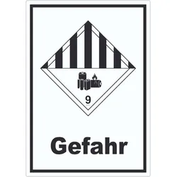 Aufkleber Achtung Lithiumbatterien Gefahr Gefahrgutklasse 9a A2 (420x594mm)