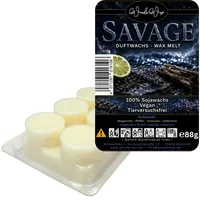 WonderWax Duftwachs WonderWax® Duftriegel 6 x Duftwachs Kreise Weiß, 100% Sojawachs (Sauvage), Duftrichtung: Savage