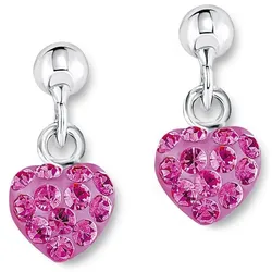 Amor Paar Ohrstecker »Herz, 9210435«, mit Kristallglas Amor silberfarben-fuchsia + fuchsia