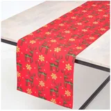 Homescapes TISCHLÄUFER Weihnachten – Rentier rot, 35 X 250 cm, 100% Baumwolle