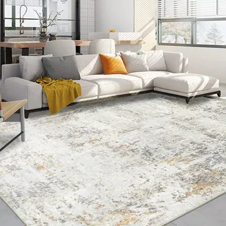 Capslpad Beige Abstraktes Teppich Wohnzimmer 200x300cm rutschfest Waschbarer Weich Schlafzimmer Teppiche Groß Kurzflor Kunstwolle Carpet für Living Room Esszimmer Büro Bereich