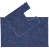 Penguin Home rutschfeste Mikrofaser Plüsch getuftete ultraweiche Badematte 2er Set Rechteck-und U-förmige Kontur Blaue saugfähiger 1400 GSM WC-Teppich mit Latexunterlage für Duschen,51x51cm & 51x86cm