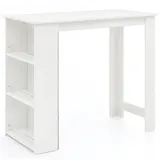 KADIMA DESIGN Küchentresen Edelstahl, 3 Fächer, große Ablage, Melaminharzbeschichtung, maximale Belastung 40 kg. Weiß, Holz, Rechteckig, Stativgestell, 120x107x60 cm, Esszimmer, Barmöbel, Bartische