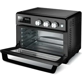 TURBO TRONIC TurboTronic digitaler Heißluftofen - XXL 32 Liter mit Drehspieß für Hähnchen 5 in1 Mini Backofen, Dörrer & Power Heißluftfritteuse Airfryer ab 25°C