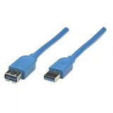 Manhattan USB 3.0 Verlängerungskabel A/A blau 2m