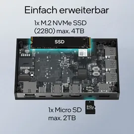 Orbsmart AW-15L Mini-PC 2023 4K Ultra HD Intel Alder Lake N100 2,0 GHz 8 GB RAM 256 GB HDD Windows 11