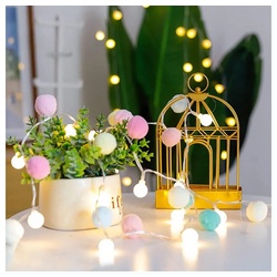 Sunicol LED-Lichterkette 2M 20LEDs Kugel Lichterkette, Globe, Innen Weihnachten Deko, Batterie, Warmweiß für Hochzeitsfeier, Geburtstag, Balkon, Wand, Baum, Hinterhof