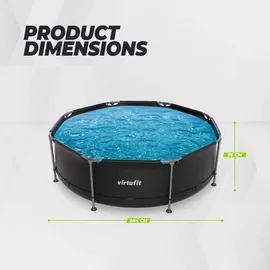 VirtuFit Rundpool Ø244 x 76 cm grau inkl. Filterpumpe