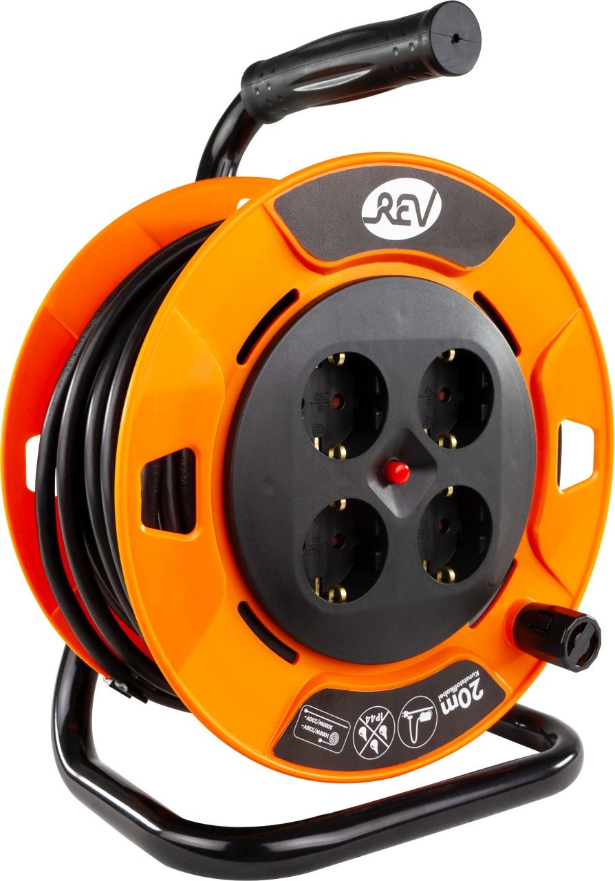 REV Kabeltrommel 20m H05VV-F3x1,5, schwarz, 4x Schutzkontaktstecker Test & Preisvergleich