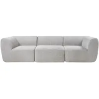 [en.casa] Modular Sofa 3-Sitzer Hurvas Bouclé Grau