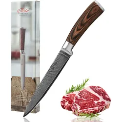 Wakoli EDIB Damast Tranchier- & Fleischmesser I 18cm Klinge I Pakka Griff