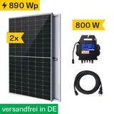 Balkonkraftwerk 890 Wp mit APsystems Mikro-Wechselrichter EZ1-M, Anschlusskabel und 2 Solarmodulen 445Wp silver frame (* 0% MwSt. gem. §12 Abs. 3 UstG)