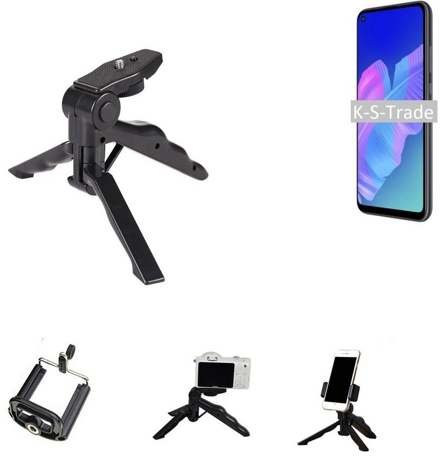 K-S-Trade für Huawei P40 lite E Smartphone-Halterung, (Stativ Tisch-Ständer Dreibein Handy-Stativ Ständer Mini-Stativ) schwarz