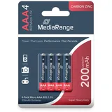 MediaRange Super Heavy Duty Batterien, Zink-Kohle, Micro AAA|R03|1.5V, 4er Pack