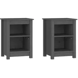vidaXL Nachttische 2 Stk. Grau 40x35x55 cm Massivholz Kiefer